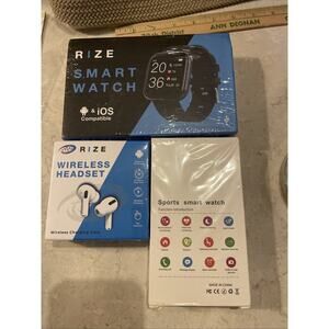 RIZE WIRELESS earbuds And 2 Smart Watches NEW Sealed Box